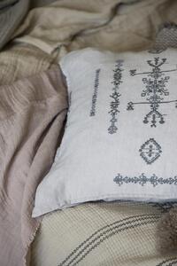 Ľanová obliečka na vankúš Dark Grey Embroidery 50 × 50 cm