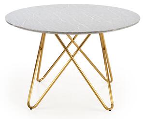 Okrúhly jedálenský stôl Bonello - sivý mramor / zlatá