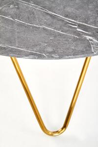 Okrúhly jedálenský stôl Bonello - sivý mramor / zlatá