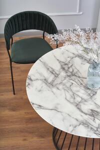 Okrúhly jedálenský stôl Brodway - biely mramor / čierna