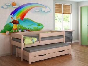 LU Detská posteľ s prístelkou Junior - dub bielený Rozmer: 180x80