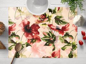 Biante Zamatové prestieranie na stôl Tamara TMR-051 Abstraktné červené kvety na žltobéžovom 30x40 cm