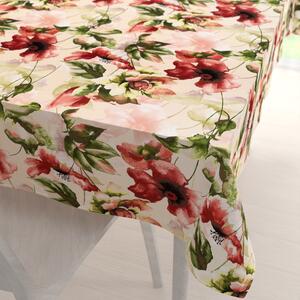 Biante Zamatový obdĺžnikový obrus Tamara TMR-051 Abstraktné červené kvety na žltobéžovom 50x100 cm