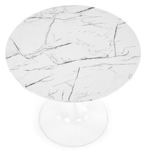 Okrúhly jedálenský stôl Denver - biely mramor / biela