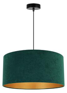 Závesné svietidlo Mediolan, 1x tmavozelené/zlaté textilné tienidlo, (fi 44cm)