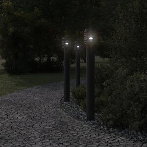 Vonkajšie stojace lampy zásuvka 3 ks čierne 110 cm nehrdz. oceľ