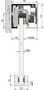 Celosklenené posuvné dvere sada Sensita 15, posuvné kovanie strieborné 820 mm