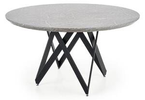 Okrúhly jedálenský stôl Gustimo - sivý mramor / čierna