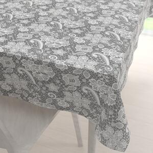 Biante Bavlnený obdĺžnikový obrus Sandra SA-550 Biela krajka na sivom 50x100 cm