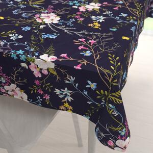 Biante Bavlnený obdĺžnikový obrus Sandra SA-557 Modro-ružové kvety na tmavo modrom 50x100 cm