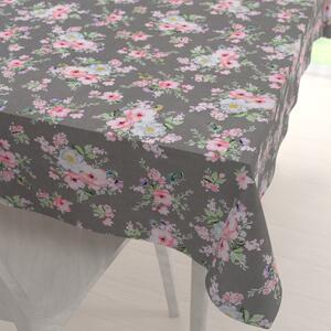 Biante Bavlnený obdĺžnikový obrus Sandra SA-553 Ružové kvety na sivom 50x100 cm
