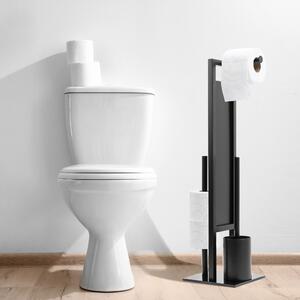 Tutumi, kúpeľňový kovový stojan na toaletný papier a kefu 321501, čierna matná, HOM-04002