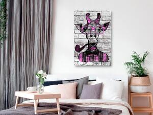 Obraz - Žirafa s fajkou - ružová 60x90