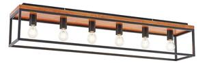 Lindby - Miravi 6 Stropné Lampa Black/Oak - Lampemesteren