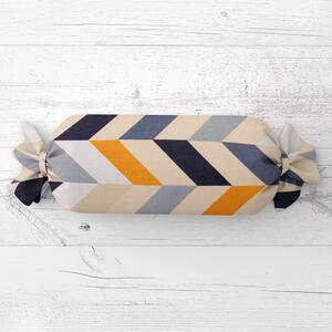 Biante Vankúš valec bonbon Sandra SA-751 Veľké cik-cak modro-žlto-krémové pruhy 15x40 cm