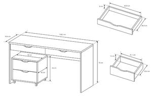 Písací stolík MATHEV | biela Prevedenie: Písací stolík s kontajnerom