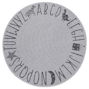 Mujkoberec Original Detský kusový koberec Flatweave 104887 Silver / Grey kruh – na von aj na doma - 120x120 (priemer) kruh cm