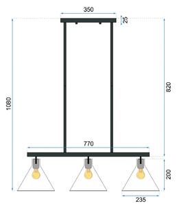 Toolight - Závesná stropná lampa Amber - čierna/transparentná - APP318-3CP