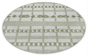 Hanse Home Collection koberce Kusový koberec Flatweave 104853 Green / Cream kruh – na von aj na doma - 120x120 (priemer) kruh cm