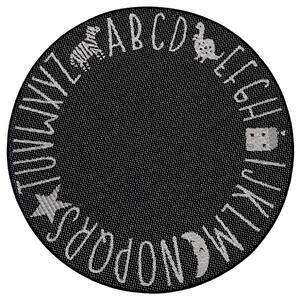 Mujkoberec Original Detský kusový koberec Flatweave 104885 Black / Cream kruh – na von aj na doma - 160x160 (priemer) kruh cm