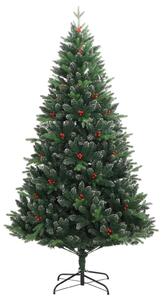 Umelý výklopný vianočný stromček s červenými plodmi 210 cm