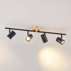 Lindby - Xiomara 4 Stropné Lampa Black/Light Wood - Lampemesteren
