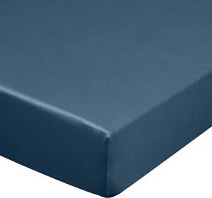 Kvalitná modrá plachta bez gumičky na posteľ bavlnený satén 180x200cm Modrá