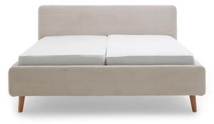Béžová menčestrová dvojlôžková posteľ Meise Möbel Mattis Cord, 160 x 200 cm