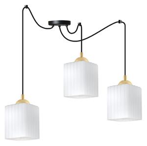 Závesné svietidlo Riffle Square Spider, 3x biele sklenené tienidlo, b/g