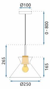 Toolight - Závesná stropná lampa Suez - čierna/prírodná - APP1183-1CP