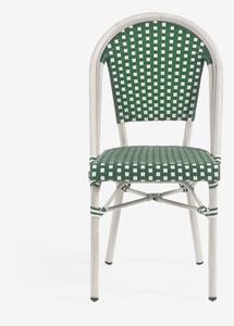 Zeleno-biela vonkajšia stolička Kave Home Marilyn
