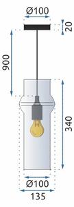 Toolight - Závesná stropná lampa Utrem - šedá - APP900-1CP