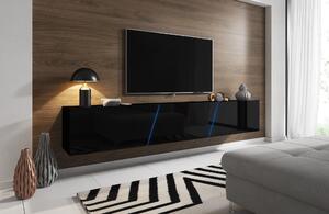 TV stolík/skrinka Savanna 240 (čierna matná + čierny lesk) (s osvetlením). Vlastná spoľahlivá doprava až k Vám domov. 1000640