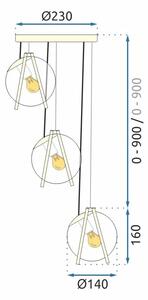 Toolight - Závesná stropná lampa Saturn - zlatá - APP1091-3CP