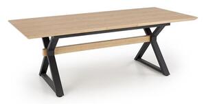 Halmar HENRY jedálenský stôl 180-300/100/75/13cm,MDF/oceľ, prírodná/čierna