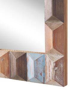 Nástenné zrkadlo viacfarebné solídny drevený rám obdĺžnikové 63 x 90 cm ručne vyrobené rustikálny štýl