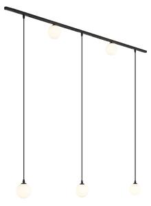 Moderný koľajnicový systém čierny s 2 reflektormi a 3 závesnými svietidlami 1-fázový - Slimline Eira