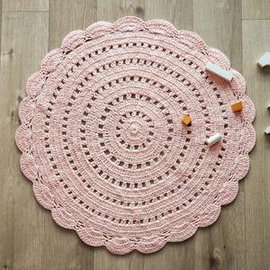 Ružový ručne háčkovaný koberec z bavlny Nattiot Alma, ø 120 cm