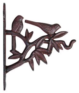 Liatinový držiak na kvetináč Birds, 18x22,5 cm, hnedá