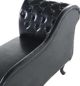Leňoška čierna z umelej kože ľavostranná lesklá obývacia izba moderný dizajn