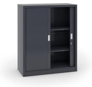 Kovová skriňa s roletovými dverami, 1200 x 1000 x 450 mm, tmavo sivá