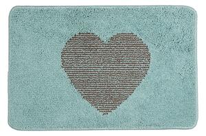 Modrá kúpeľňová predložka so srdiečkom - 58*38*1 cm - Clayre & Eef