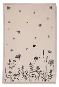 Béžová bavlnená utierka s kvetinami Flora And Fauna - 50*70 cm - Clayre & Eef