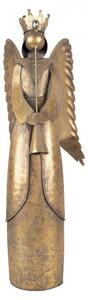 Zlatá antik kovová dekorácia anjel Christmas Angel - 20*16*52 cm - Clayre & Eef