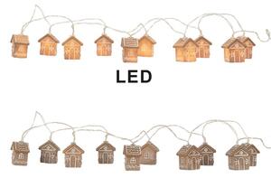 Vianočná LED reťaz s 10 perníkovými chalúpkami - 150 cm / 2*AA - Clayre & Eef