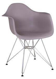 Jedálenská stolička Feman 2 New - teplá sivá / chróm