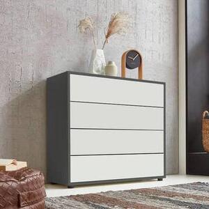 KOMODA, antracitová, biela, 79/73/33 cm MID.YOU - Komody, Online Only