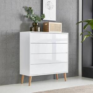 KOMODA, biela, biela s vysokým leskom, 79/86/33 cm MID.YOU - Komody, Online Only