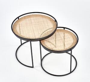 Okrúhly príručný stolík (2 ks) Manado - prírodná / čierna