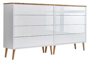 ŠIROKÁ KOMODA, biela, dub artisan, biela s vysokým leskom, 158/86/33 cm MID.YOU - Komody, Online Only